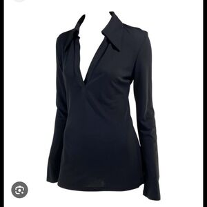 Gucci - Tom Ford Black Viscose Long Sleeve Collared Shirt Blouse IT42 Like New